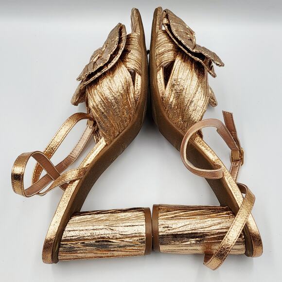 DREAM PAIRS Bow Knot Champaign Pink Ankle Strap Heeled Sandals Women's Size 9 - Picture 5 of 12